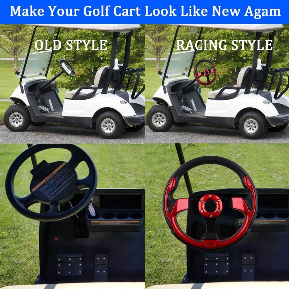 BOBUPLY universal steering wheel red sleek design enhances cart aesthetics and appeal