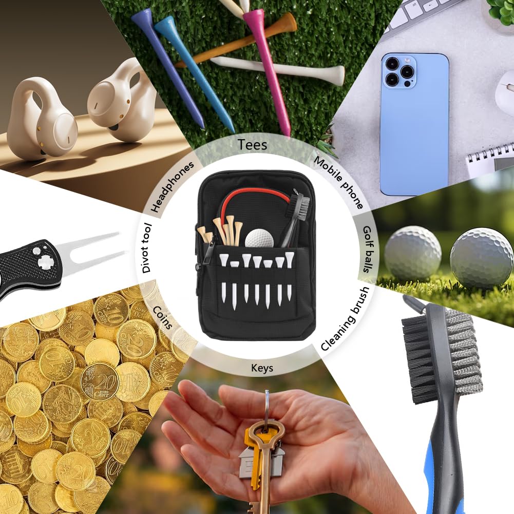 Boerni golf bag pouch carabiner enables quick attachment to bags or belts.