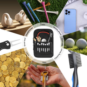 Boerni golf bag pouch carabiner enables quick attachment to bags or belts.