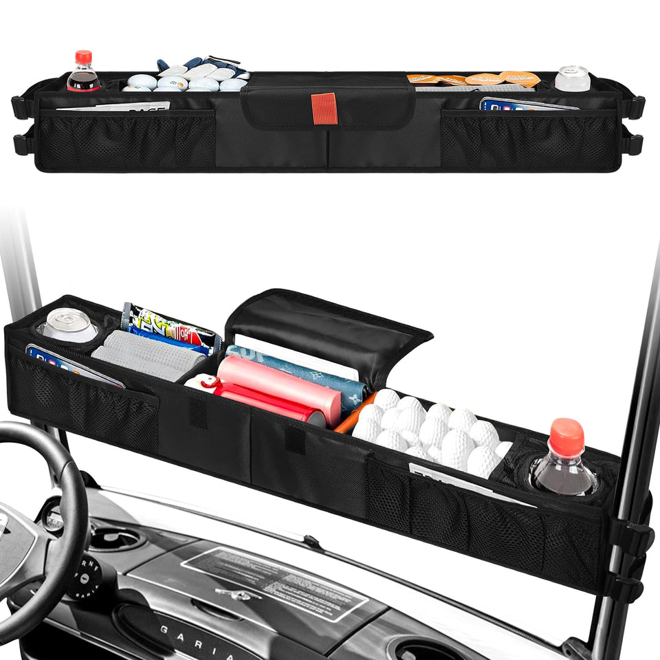 Bohemiaby golf cart storage basket front view showing organized compartments