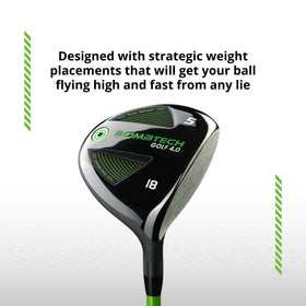 BombTech Golf 5 Wood fairway trajectory image emphasizes consistent distance control.