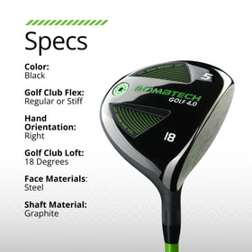 BombTech Golf 5 Wood swing position shows effortless contact from various lies.