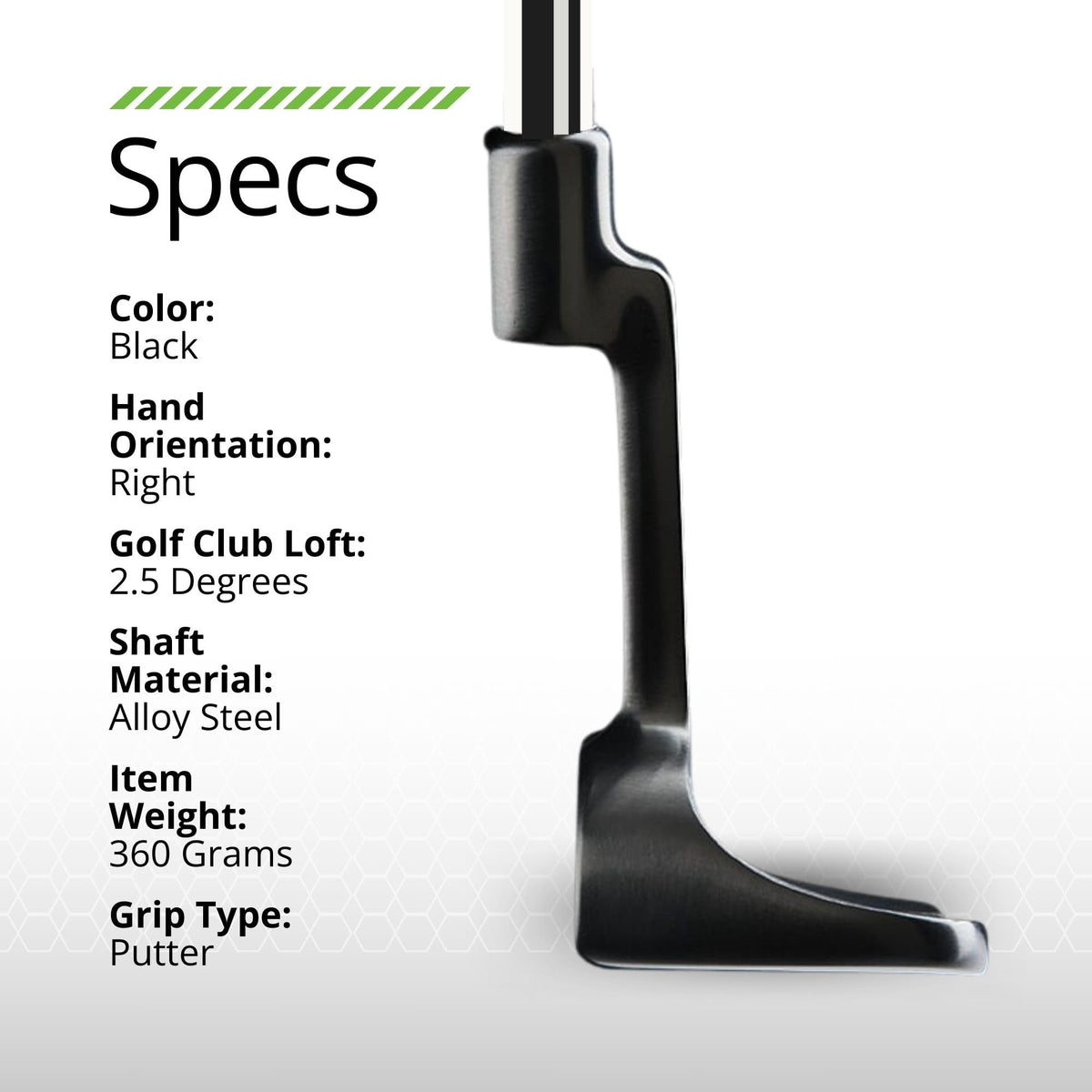 BombTech Golf Blade Putter 360g head for controlled feel on greens.