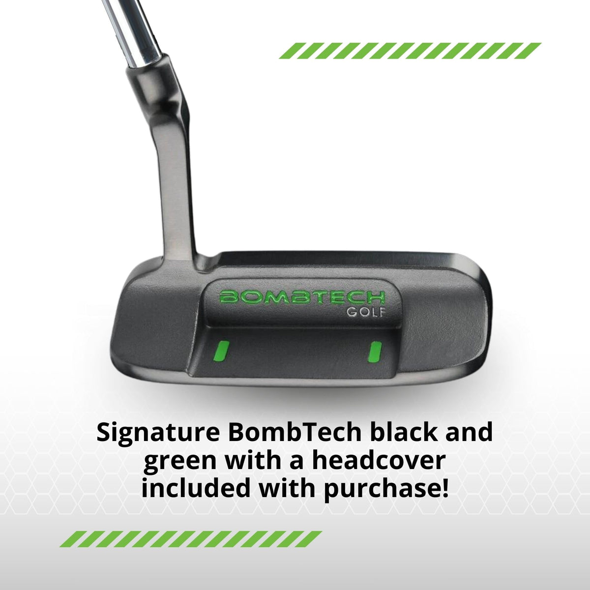 BombTech Golf Blade Putter mallet design balances forgiveness with accuracy.