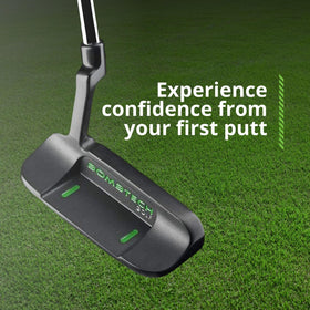 BombTech Golf Blade Putter stroke path demonstrates smooth tempo.
