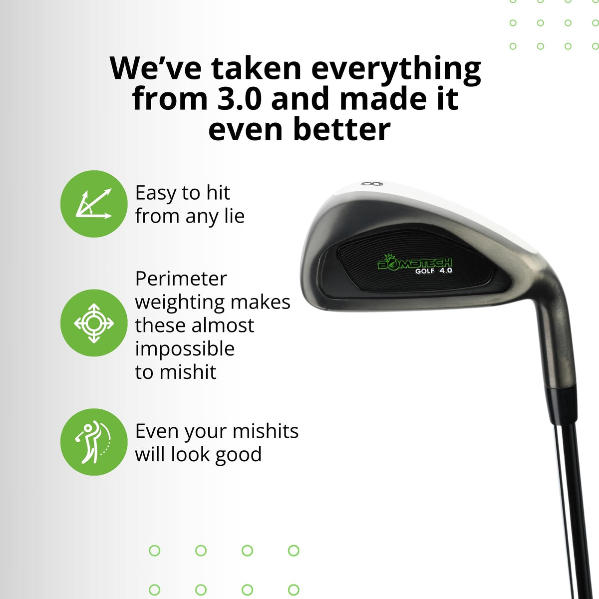BombTech Golf iron 8 with stainless steel shaft delivers solid feel and durability.