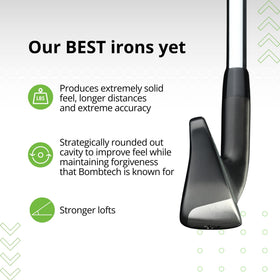 BombTech Golf iron 9 with weighting boosts forgiveness on mis-hits.