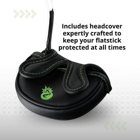 BombTech Golf Mallet Putter forgiving face promotes consistent contact.