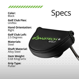 BombTech Golf Mallet Putter weighted balance aids control on short strokes.