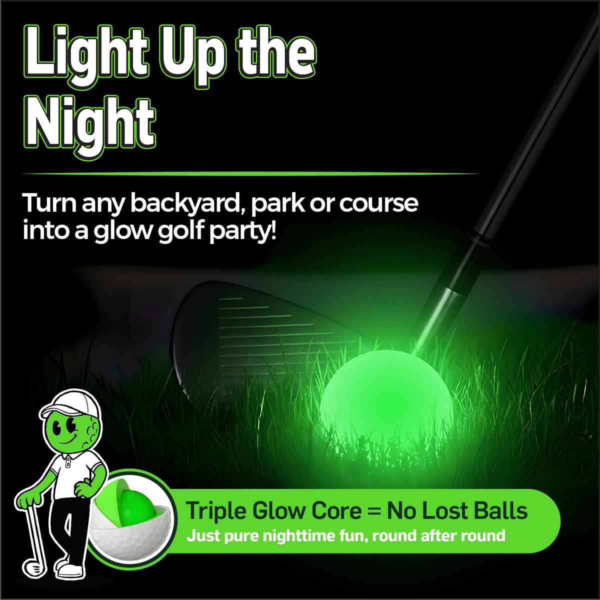 Boogeyman glow ball ultra-bright-glow enhances visibility in dark play
