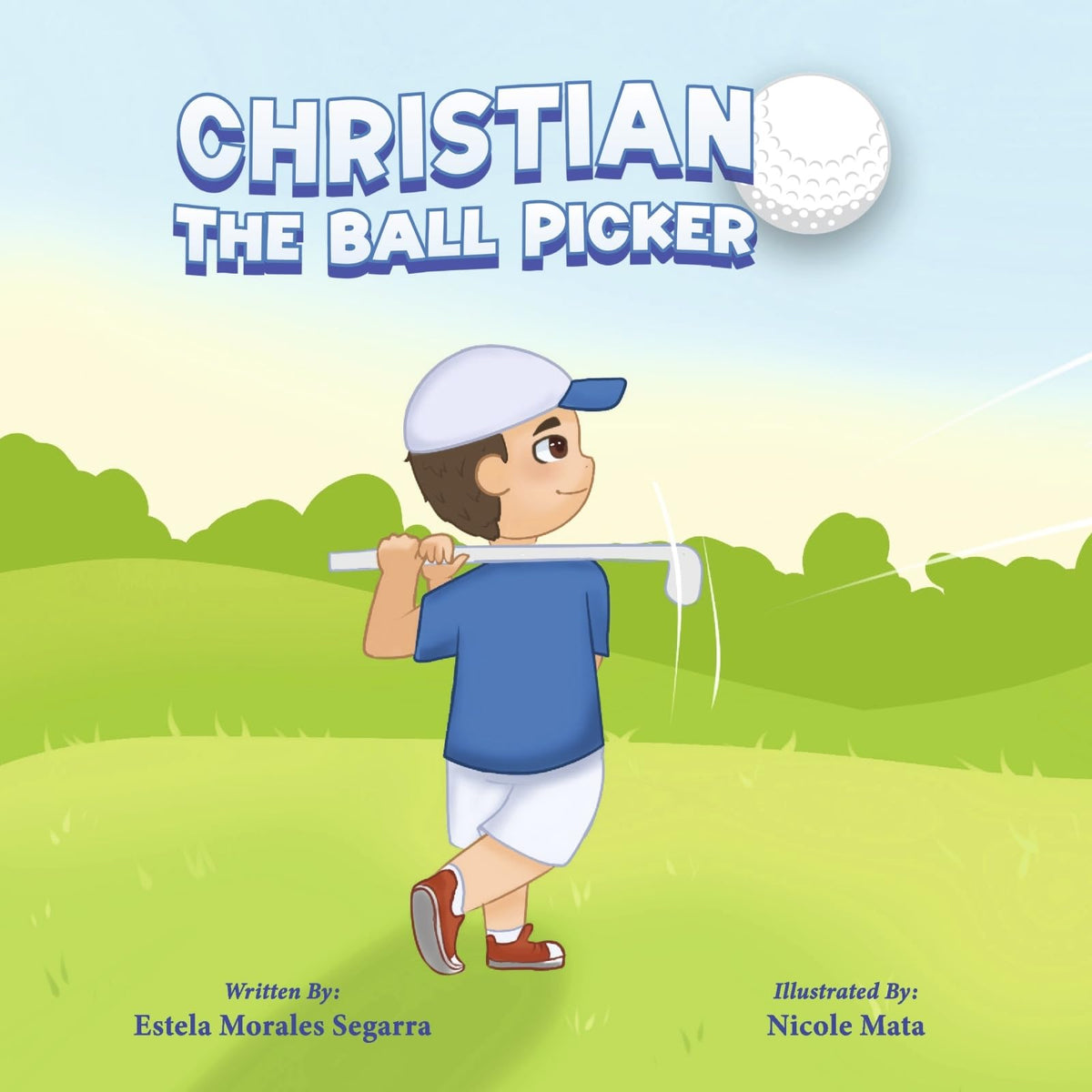 Bookbaby Christian Ball Picker cover art shows a hopeful young golfer in training, inspiring practice and progression.