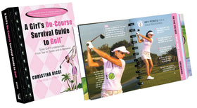 Booklegger women's golf tee-shot illustration showing form for beginners