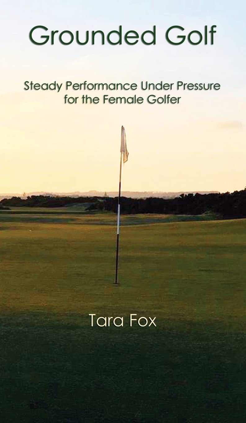 Booklocker Grounded Golf cover shows a focused female golfer under pressure, signaling focus and course control