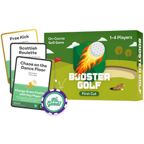 Booster Golf on-course card game deck in use for social play and quick rounds.