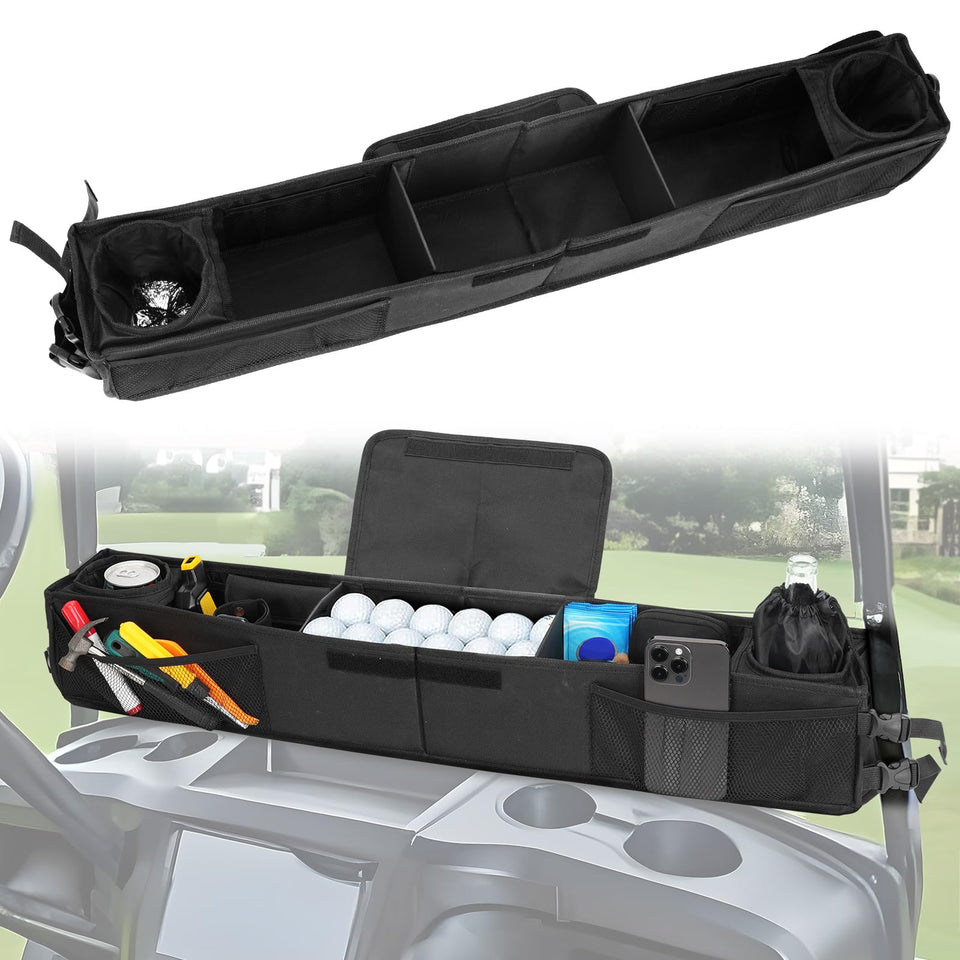 BORDAN front storage basket with insulated cup holders keeps drinks secure on the move.