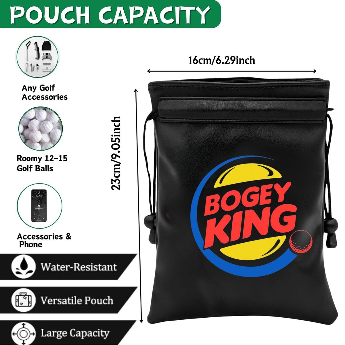 Botogift Funny Golf Valuables Pouch drawstring secures gear quickly during rounds.