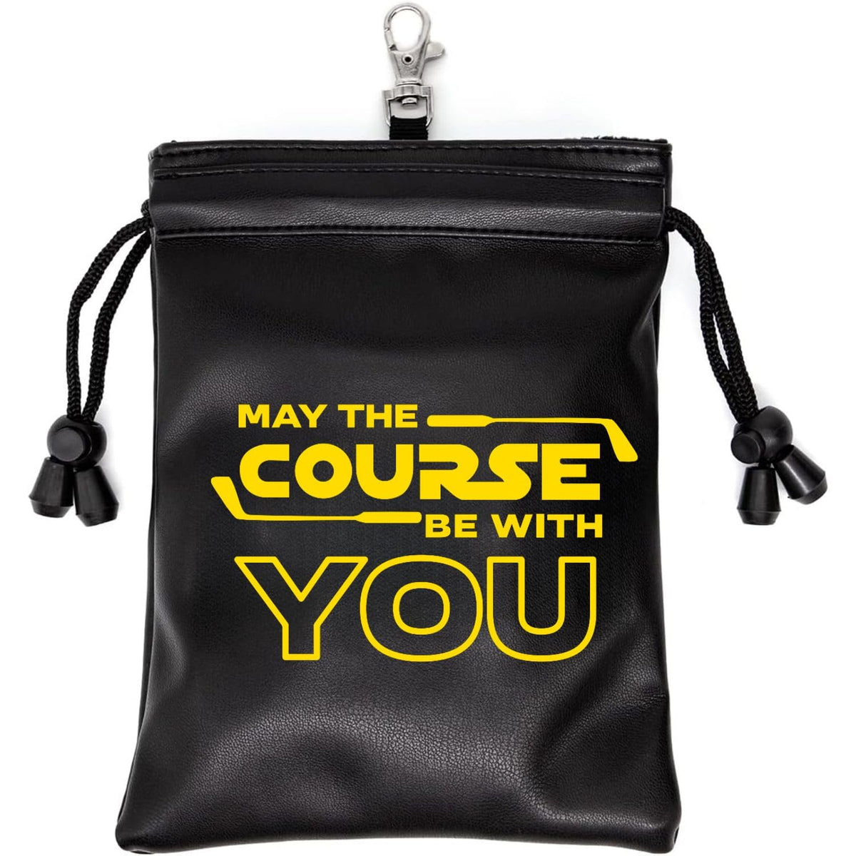 Botogift funny golf valuables pouch front view with secure drawstring closure