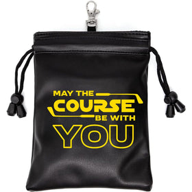 Botogift funny golf valuables pouch front view with secure drawstring closure