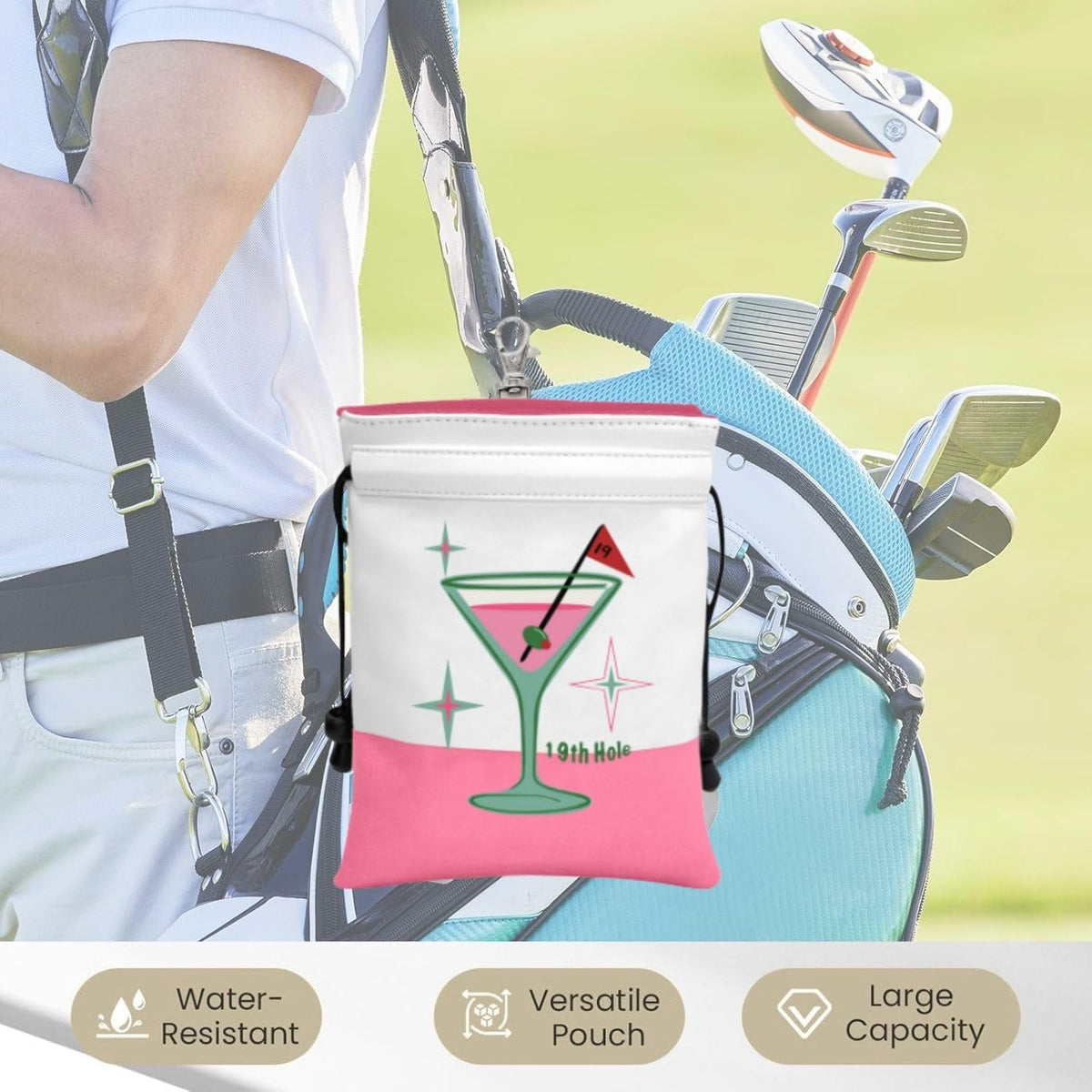 Botogift golf ball pouch offers 6.29 by 8.66 inch dimensions for easy carrying.