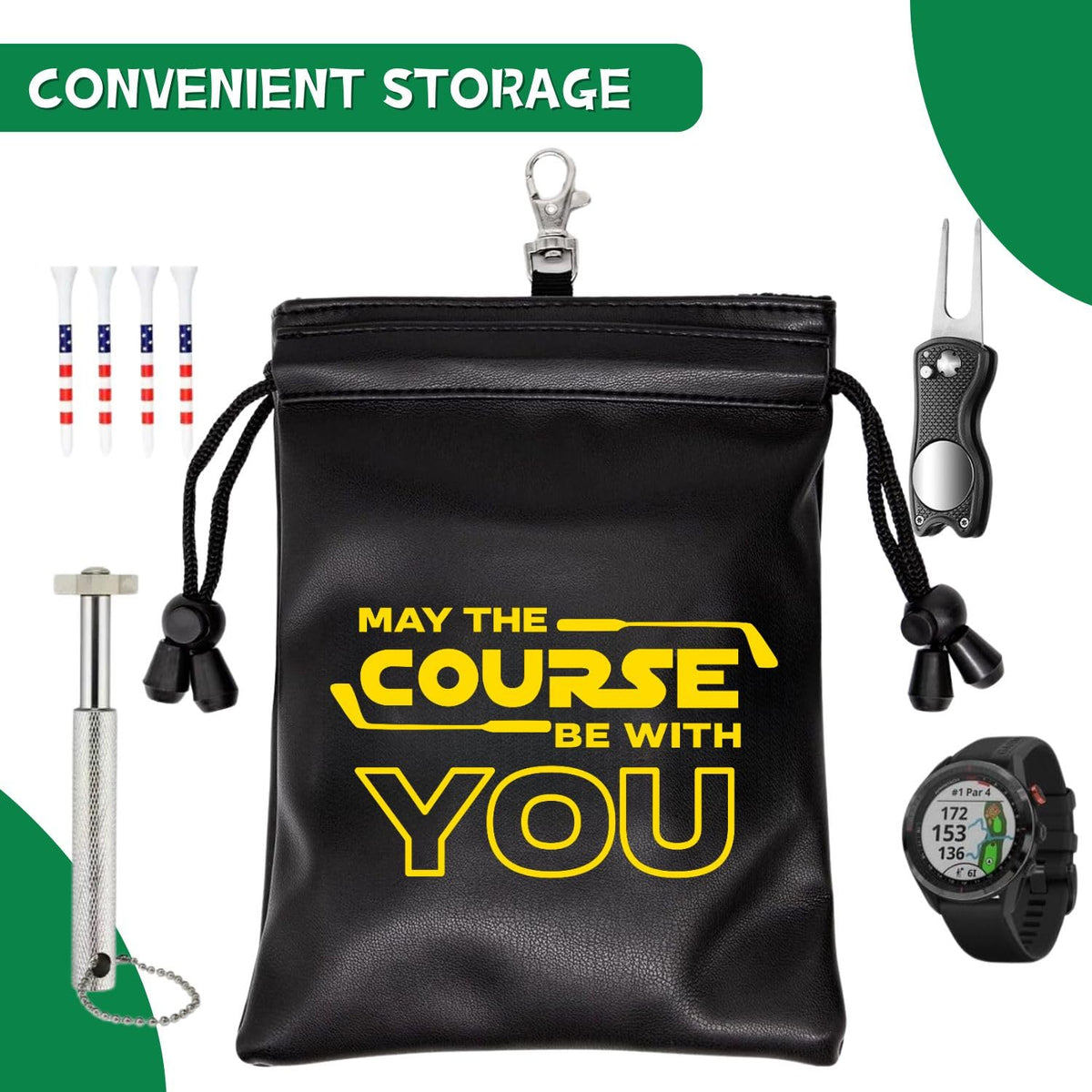 Botogift golf pouch with drawstrings and toggle lock for quick access