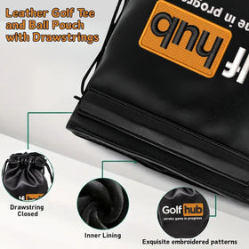 Botogift Golf Valuables Pouch leather construction showing durable PU leather and neat stitching