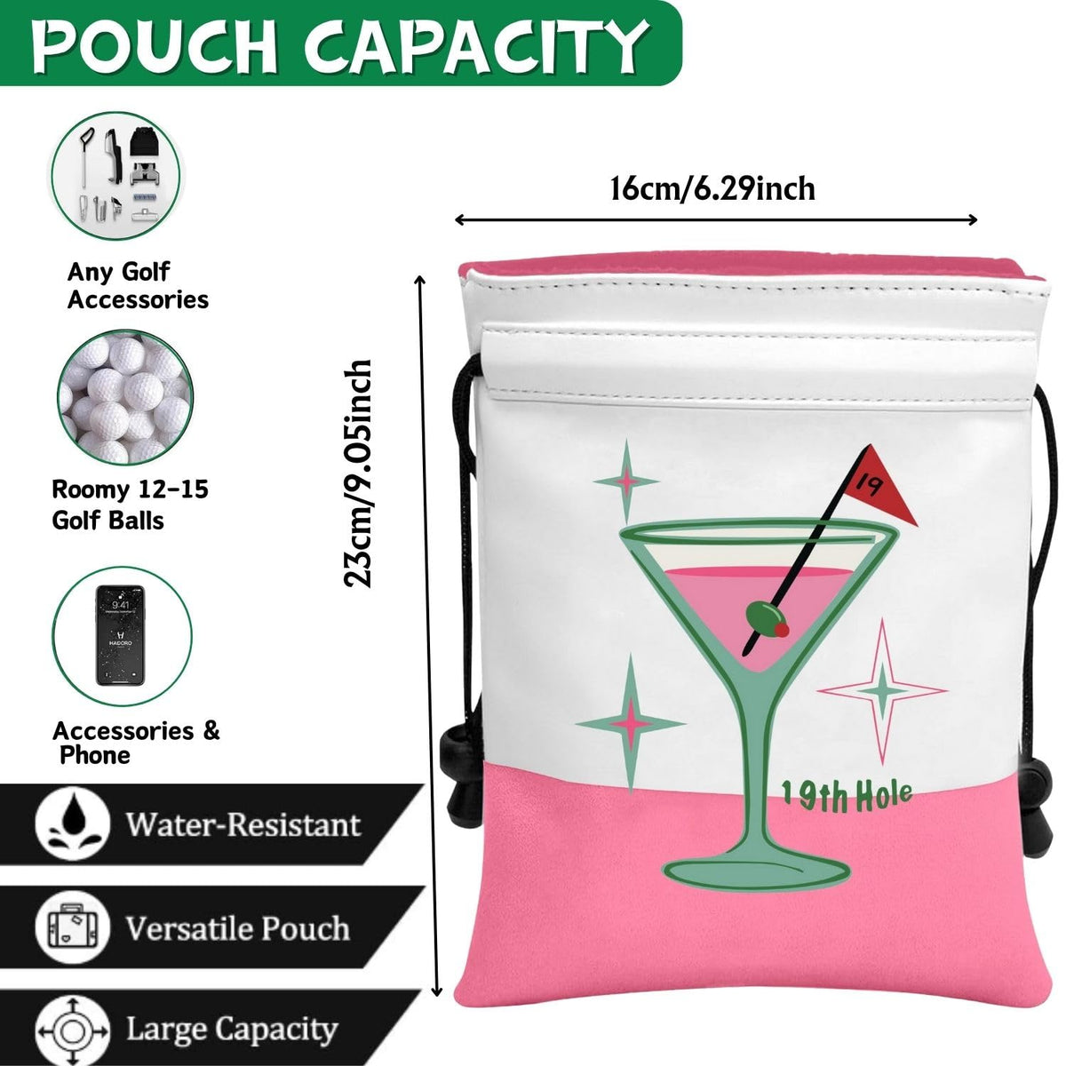 Botogift leather golf pouch with sturdy stitching for lasting use.