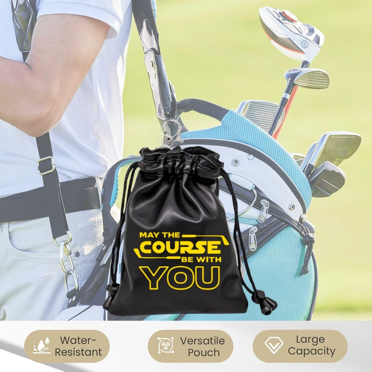 Botogift PU leather golf pouch showing durable material and stitching