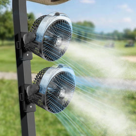 BOYISEN golf cart fan with mister showing strong magnetic base for secure cooling.