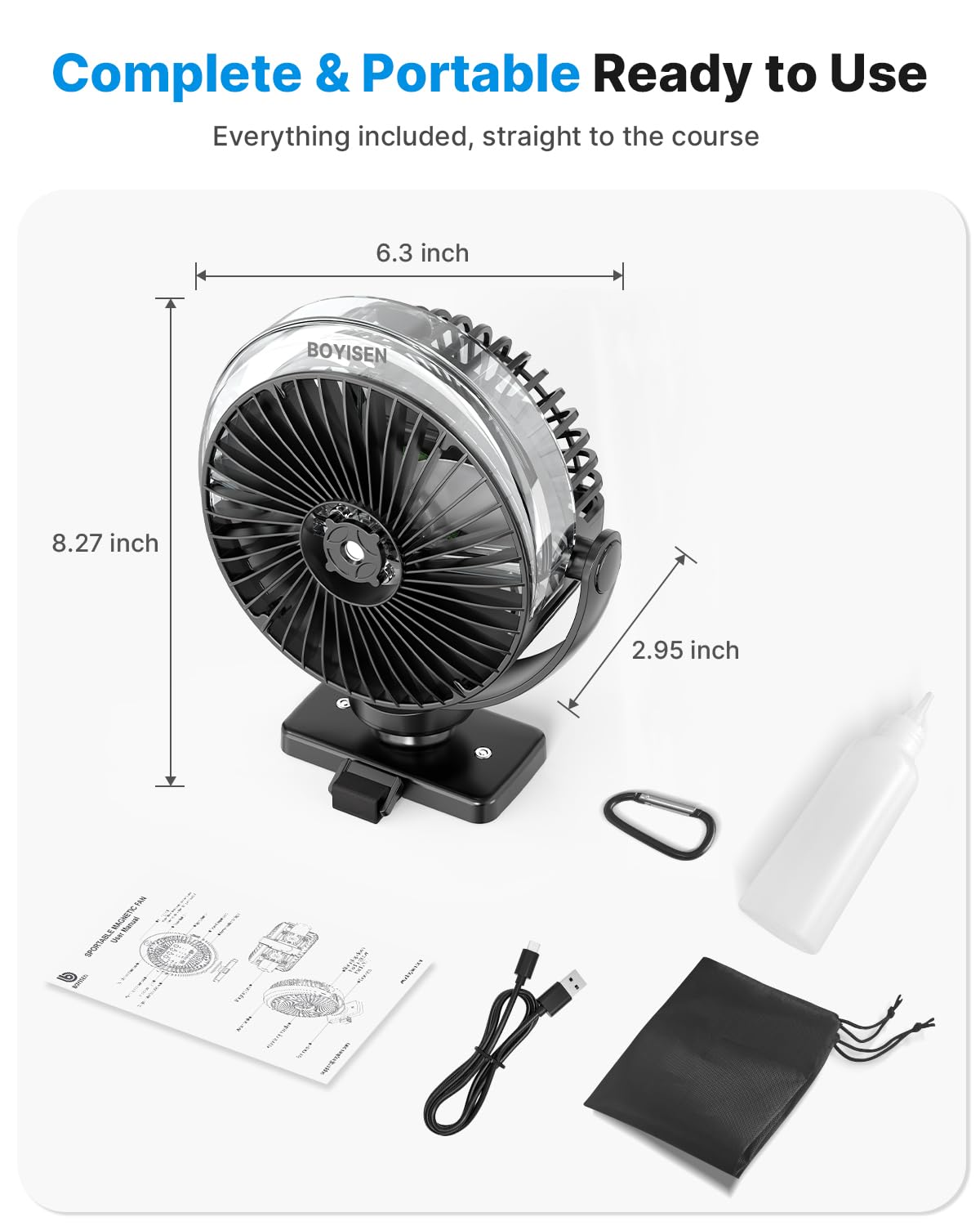 BOYISEN misting fan versatile use on carts desks tents and more