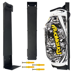 Bpbdzz Black Wall Mount Golf Bag Holder securely supports bags up to 55 lbs capacity.
