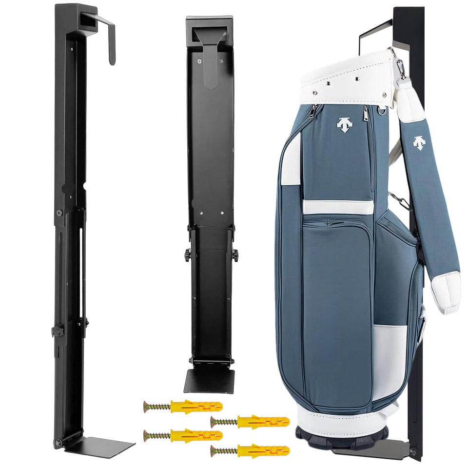 Bpbdzz adjustable golf bag holder showing height adjustment for midsize to oversized bags.