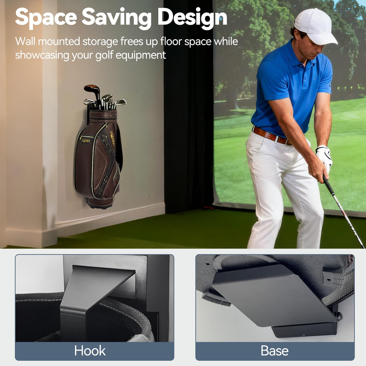 Bpbdzz non-slip hook securely holds golf bags in place.