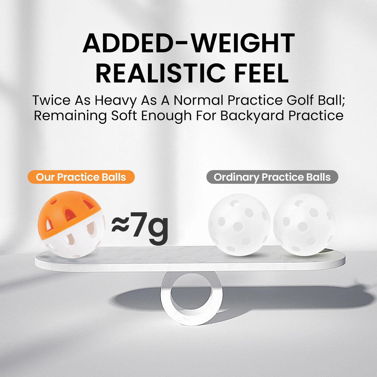BRAMASOLE Weighted Practice Golf Balls – 50 Pack with Bucket for Indoor & Outdoor Training (Orange)