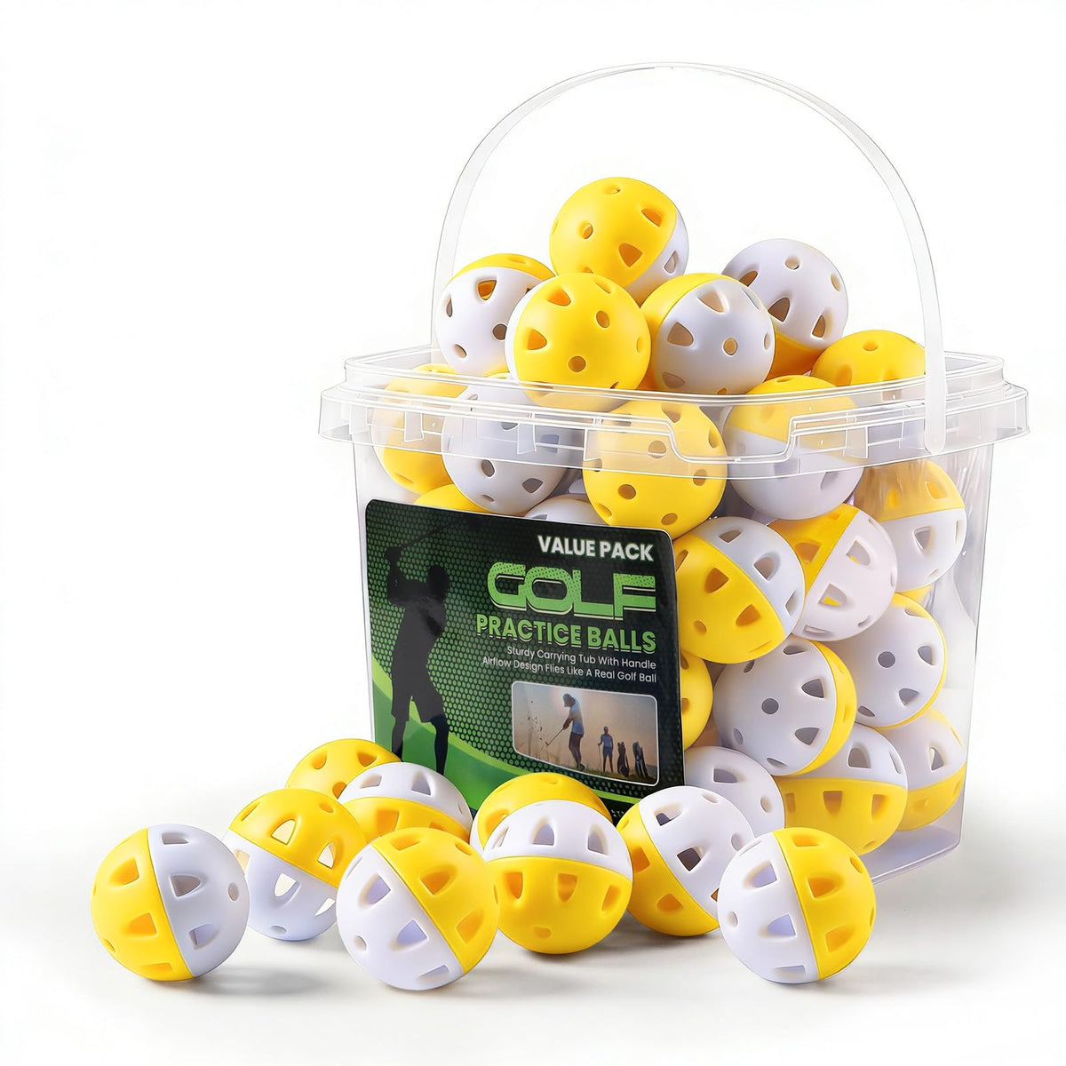 BRAMASOLE weighted practice ball close-up shows added weight for realistic swing tempo