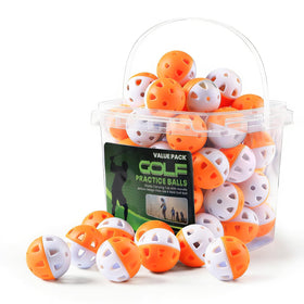 BRAMASOLE Weighted Practice Golf Balls – 50 Pack with Bucket for Indoor & Outdoor Training (Orange)