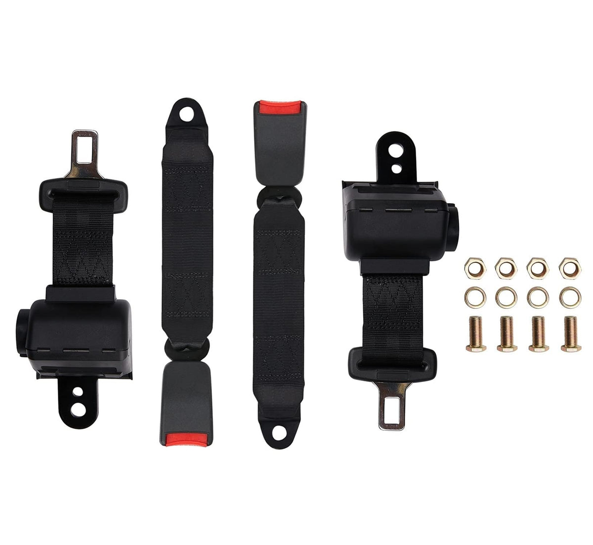 Bravokit retractable seatbelts front view for quick golf cart installation