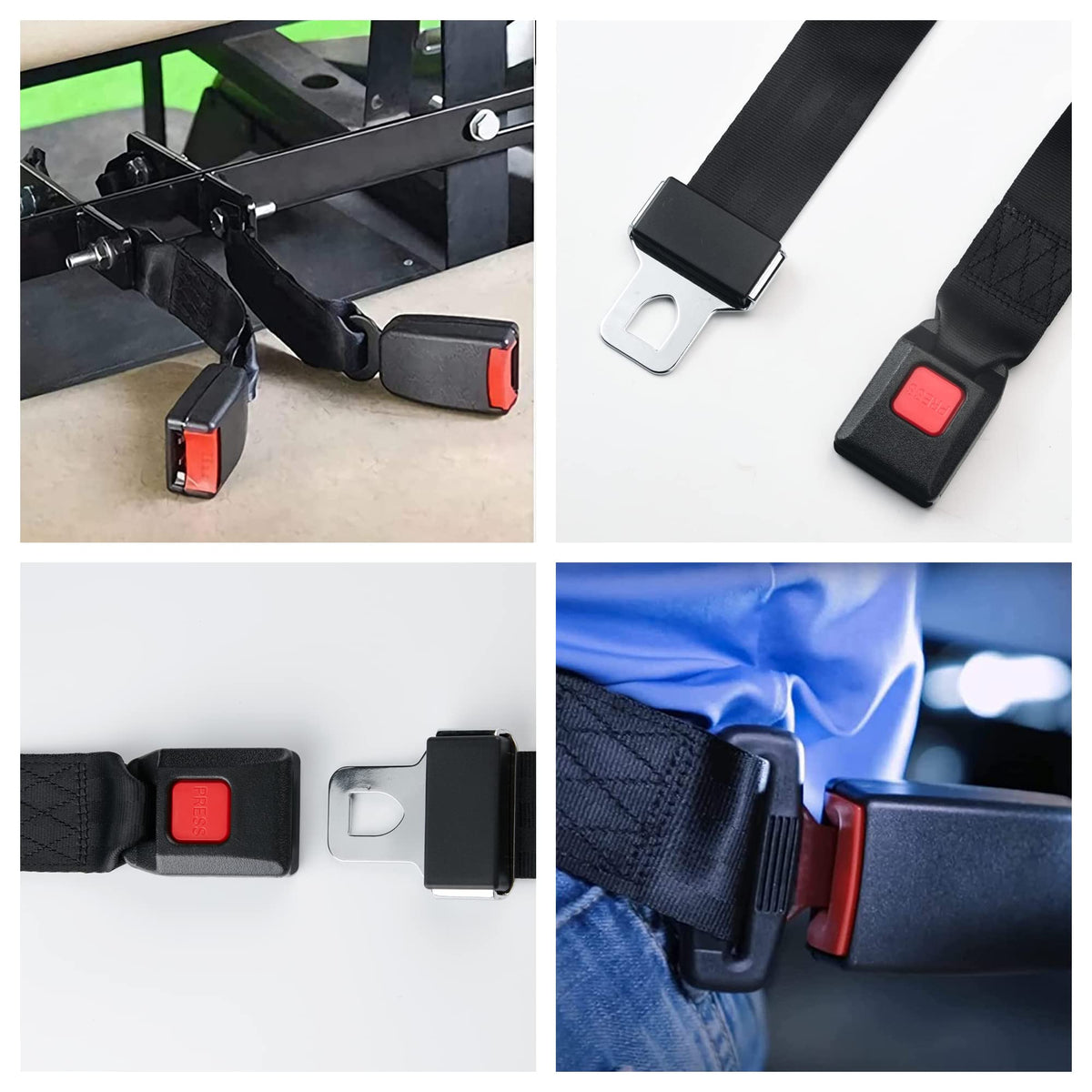 Bravokit belt installed on a go-kart seat with two mounting points.