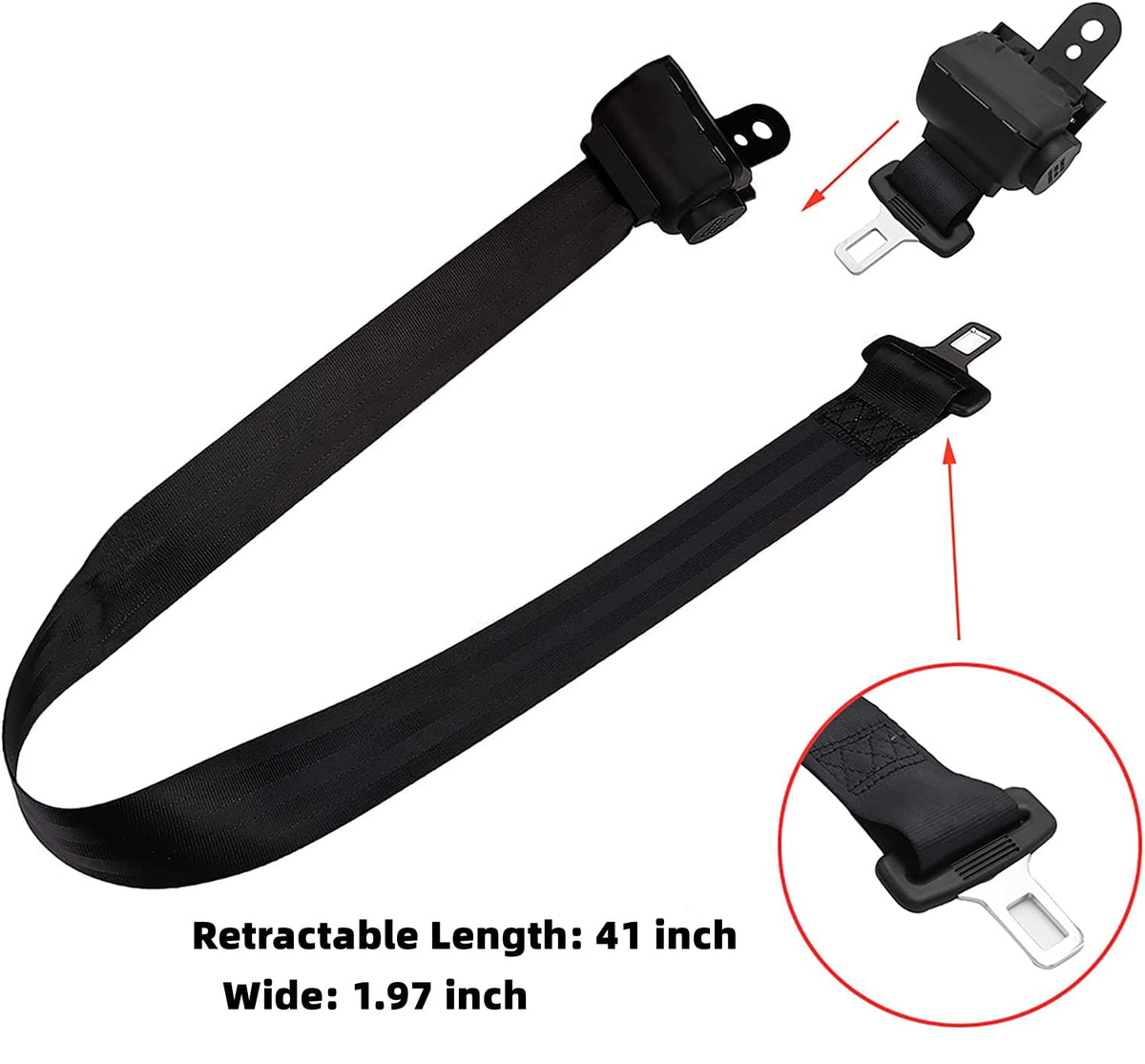 Bravokit rear retractable seat belt for extra protection and stability.
