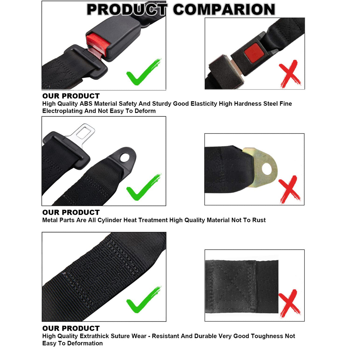 Bravokit set of four belts for family-friendly golf carts.