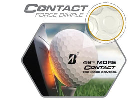 Bridgestone e12 Contact ball showing diminished sidespin on mis-hits.