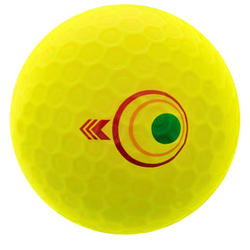 Bridgestone e12 Matte Yellow close-up of dimple pattern designed for forgiveness