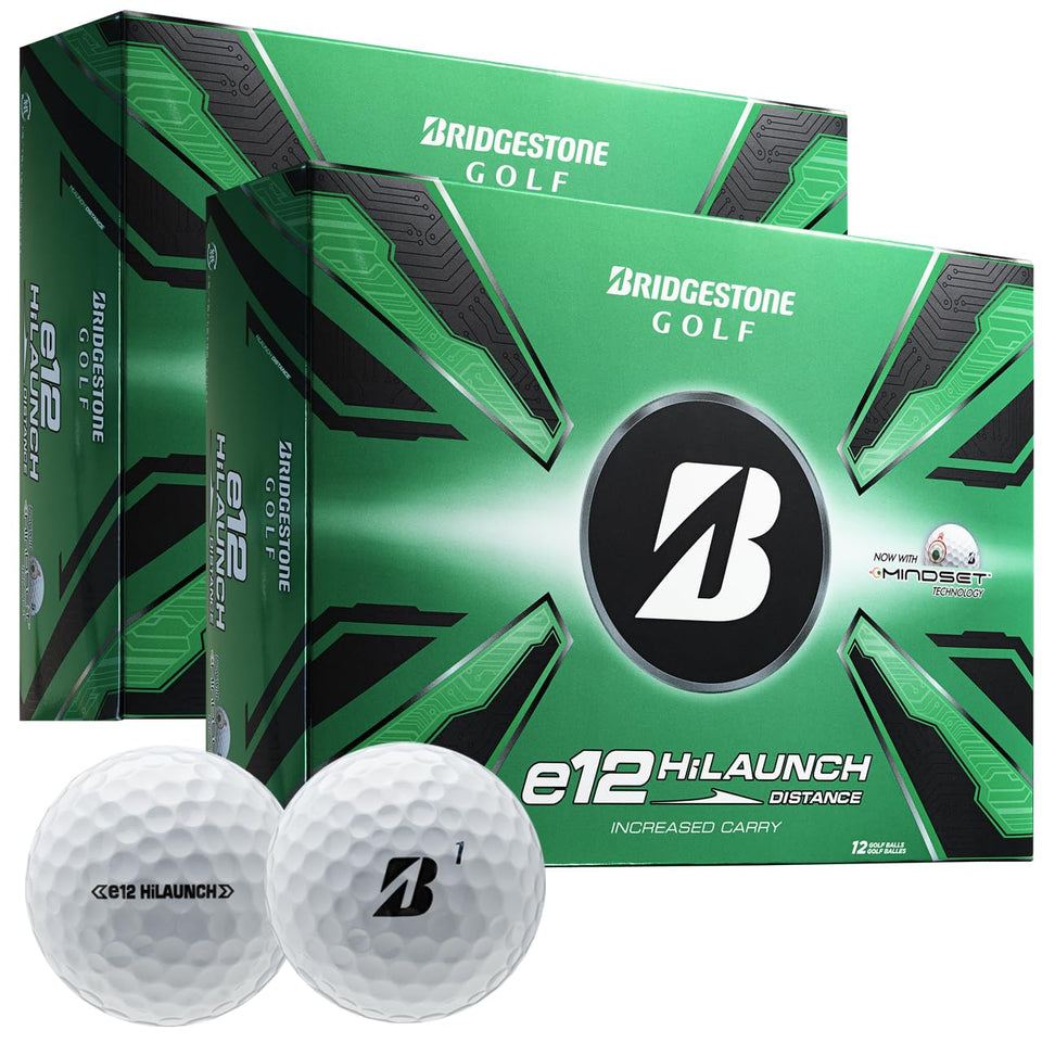 Bridgestone Golf e12 HiLaunch Double Dozen pack shot highlighting longer carry