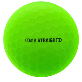 Bridgestone Golf e12 Straight Matte Green ball close-up shows dimples.