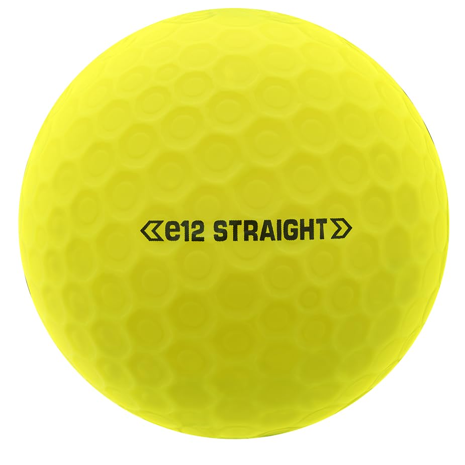 Bridgestone Golf e12 Straight Matte Yellow ball close-up showing bright finish and design