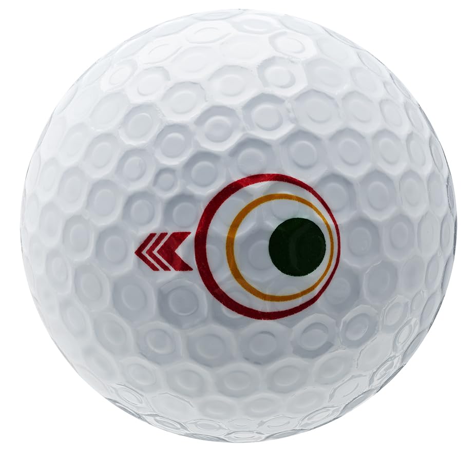 Bridgestone e12 Straight White Double Dozen ball close-up highlighting dimple pattern for forgiveness.