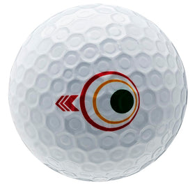 Bridgestone e12 Straight White Double Dozen ball close-up highlighting dimple pattern for forgiveness.