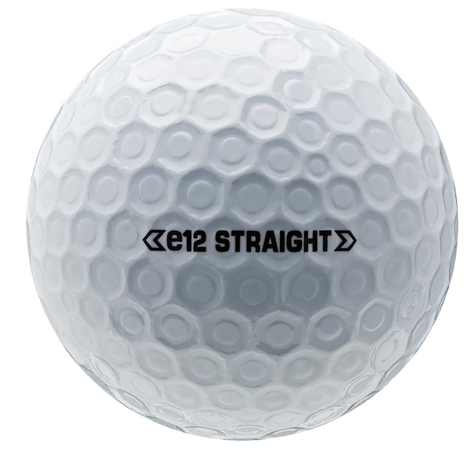 Bridgestone e12 Straight White Double Dozen dimple design shown for consistent flight and control.