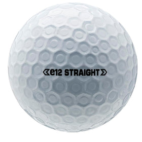 Bridgestone e12 Straight White Double Dozen dimple design shown for consistent flight and control.