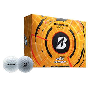 Bridgestone e6 Soft White ball close-up emphasizing the soft feel and spin potential