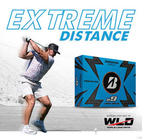 Bridgestone Golf e9 Long Drive white ball packaging shows official ball identity